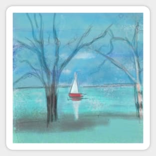 Sailboat and trees Sticker